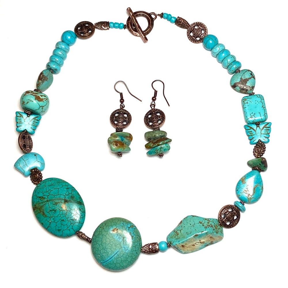 SALE! Handmade turquoise necklace and earrings